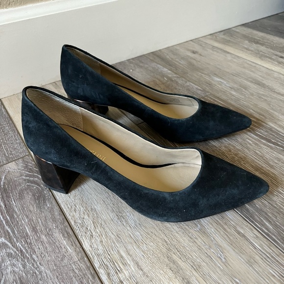 Enzo Angiolini Shoes - Enzo Angiolini Black Leather Block Heels Slip On Shoes Womens Size 7.5 M